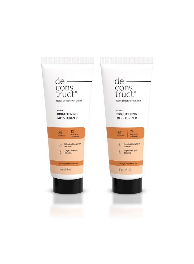 Deconstruct Brightening Face Cream | 5% Niacinamide + 1% Kojic Acid + 5%VitaminC + VitaminE | For Dark Spots and Uneven Skin Tone | 50 gm each | Pack of 2 - Image 1